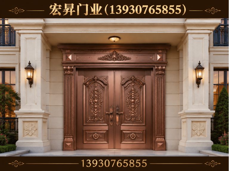 任丘市别墅入户铜门展示图